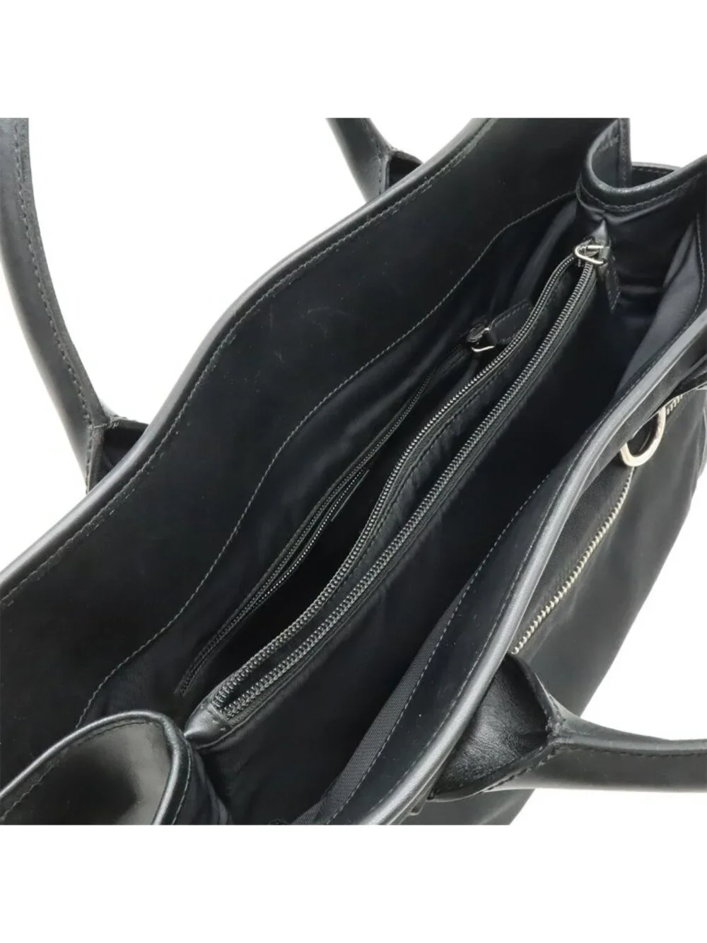 Gucci Business Briefcase Document Purse Nylon Canvas Black Silver - Picture 5 of 9